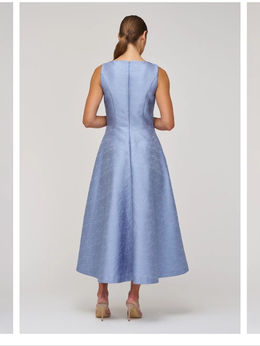 Nwt 16 Size $358 Kay Unger Light Blue Olivia Tea Length Dress V-Neck - Picture 3 of 17